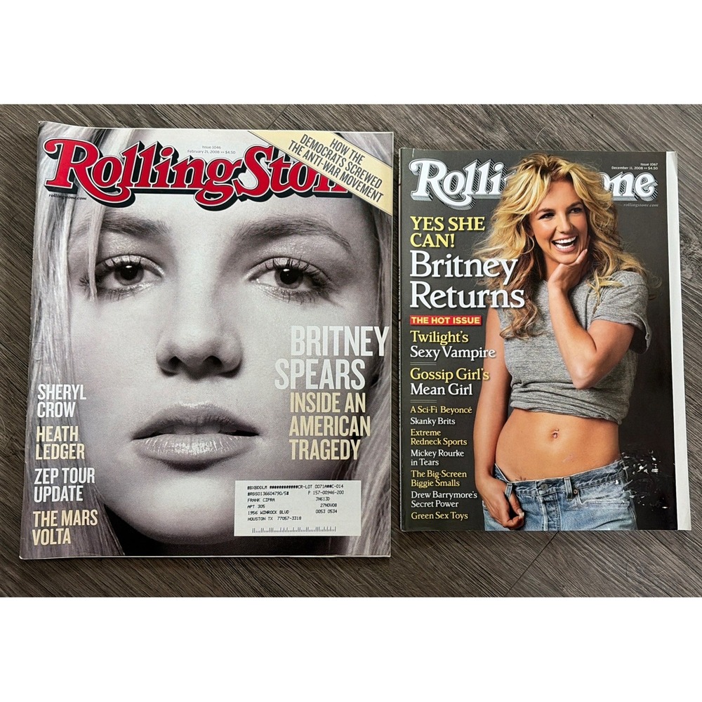Lot of 2! Y2k Vintage Rolling Stone Magazine Britney Spears Tragedy Return Music